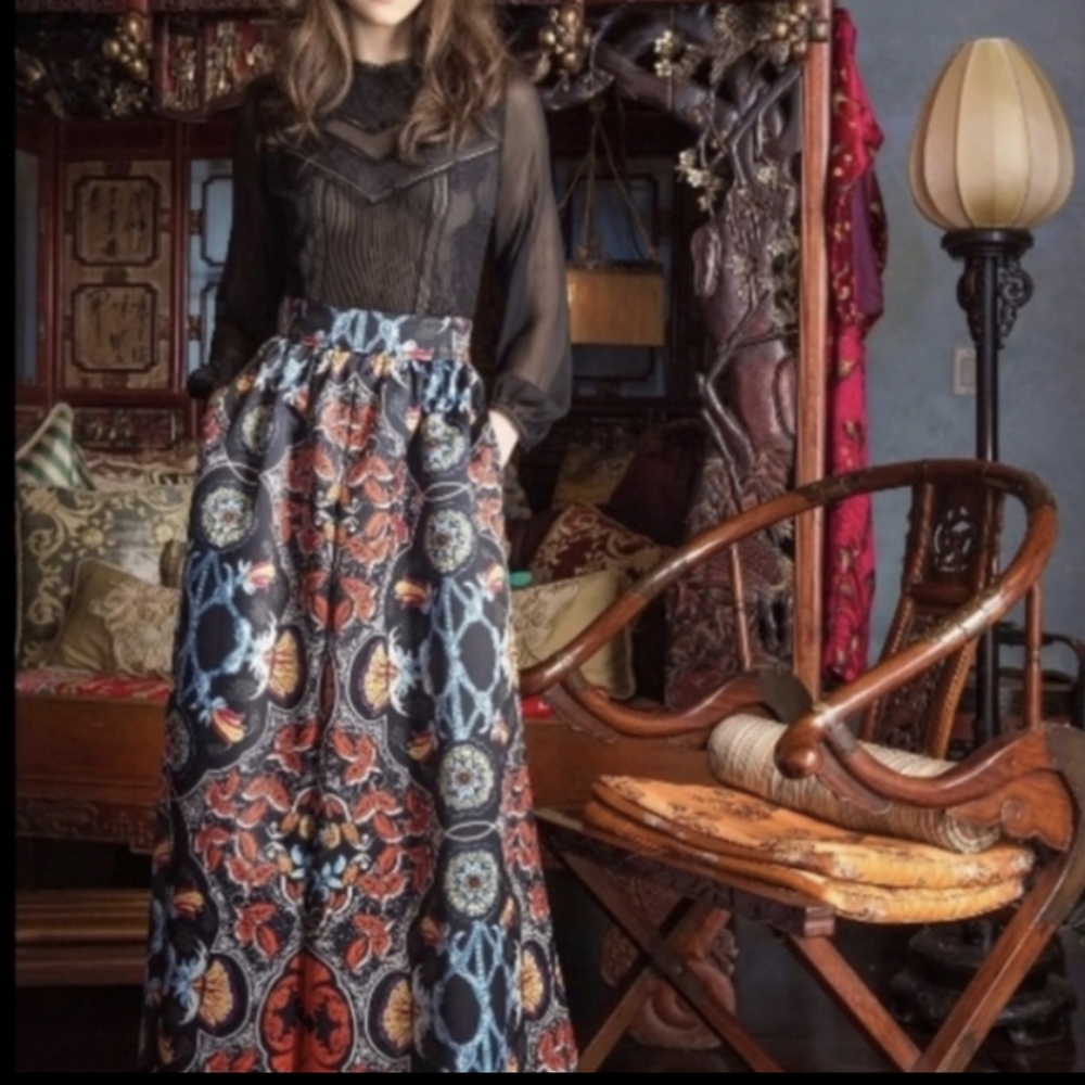 Alice+Olivia Printed Duchesse Satin Wide-Leg Pants